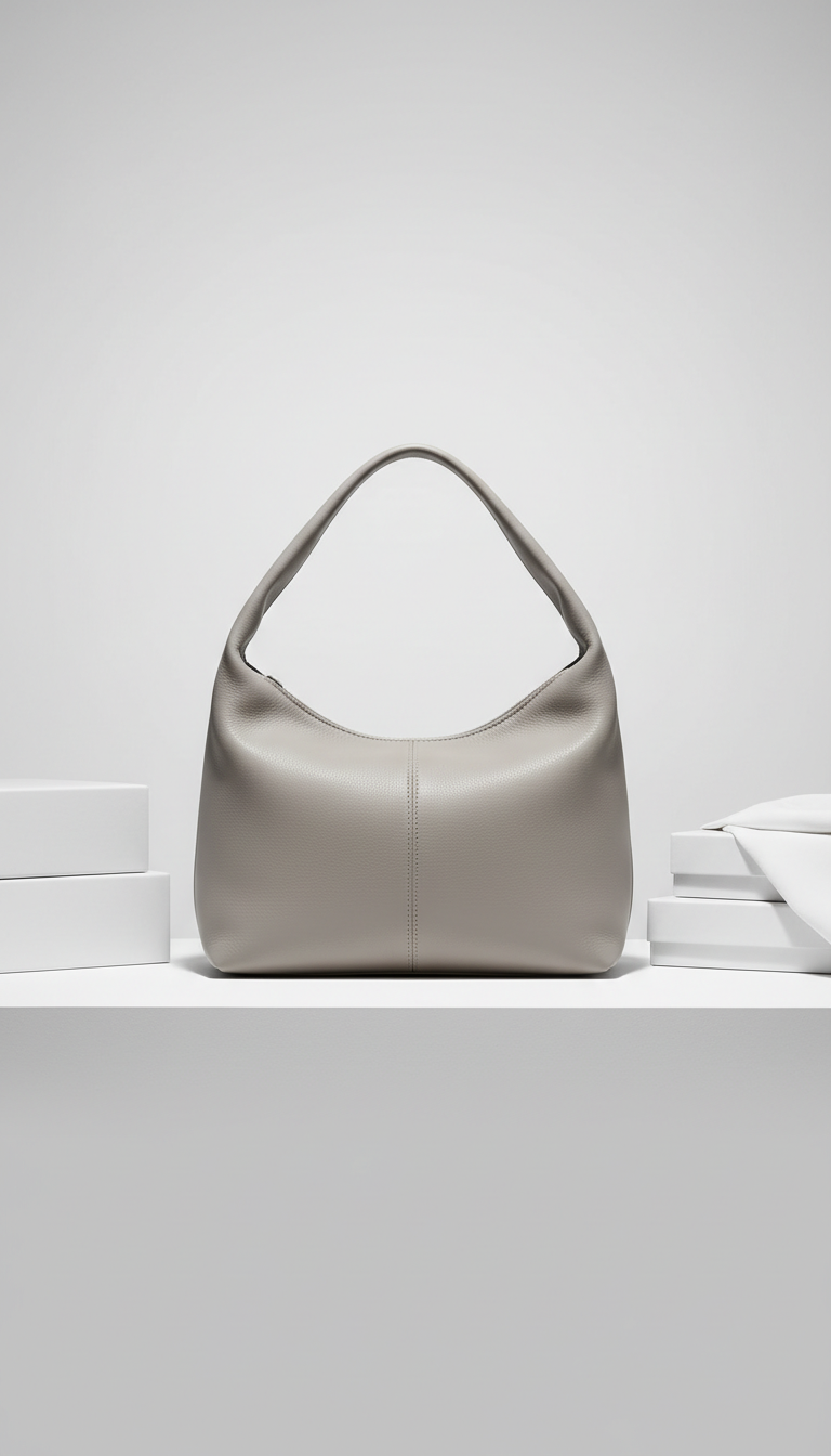 Slouchy Shoulder Bag Dove Grey Leather